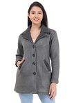 Matelco Womens Woollen Mid-Thigh Collared Coat (Medium, Charcoal Grey)