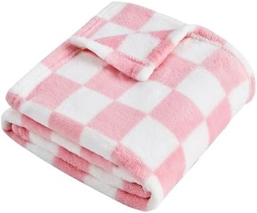 Yurhap Checkered Baby Blanket for Girls Pink Fleece Baby Blankets for Girls Boys, Warmer Comfort Lightweight Bed Blanket for Toddlers Infants or Newborn, 30''x40'', Pink