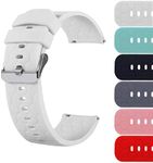 18mm 19mm 20mm 22mm Width Silicone Quick Release Wristband Replacement Sports Straps Bracelet Watch Band Women Men Strap with Quick Release Pins intended for Smartwatch (18mm, White)