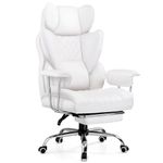 GTPLAYER Gaming Chair, Executive Office Desk Chair Ergonomic Computer Chair with Footrest Heavy Duty High Back Lumbar Support Home Recliner Swivel Chair (White)