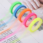 Abeillo 5 Rolls Highlighter Tapes, 6mm x 5m Colored Transparent Tape Fluorescent Marking Sticker Removable Highlighters Markers for Reading Taking Notes