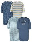 Gerber Baby 4-Pack Gowns, Dinosaur Blue, 0-6 Months