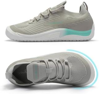 OrthoComfoot Women Wide Toe Box Zero Drop Barefoot Shoes, Arch Support Leisure Sneakers, Daily Shopping Walking Footwear, Soft Breathable Shoes for Household Wear & Outdoor Relaxation, Grey Size 6