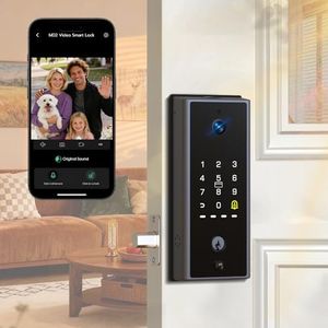 eLinkSmart Smart Lock with 2K Camera Deadbolt, Built-in WiFi, Fingerprint/PIN/RFID/NFC/APP Remote, 365-Day Battery, Magnetic Door Sensor, Auto Lock, Hub-Free No Drilling, Alexa Compatible