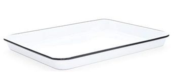 Enamelware Jelly Roll Pan or Large Cookie Sheet White with Black Rim