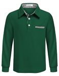 Arshiner Boy's Long Sleeve Polo Shirt Classic Fit Casual Polo Golf T Shirt with Pocket Green