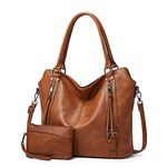 HUGGI Faux leather hand bag for women | shoulder bags for women with strap & zipper | ladies purse for birthday, anniversary, thanks giving | purse and handbag combo (Brown)