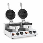 Royal Catering RC-WMD01 Double Waffle Maker Round 2,600 W Round Waffle Maker Waffle Iron (Temp. Range 50-300 °C, Timer 1-5min)