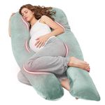 Nuliie Pregnancy Pillow for Sleeping, U Shaped Full Body Pillow Pregnancy Pillows, Maternity Pillow Support for Back, HIPS, Legs for Pregnant Women, with Washable Velvet Cover (Green)
