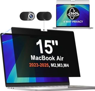 360° Magnetic Privacy Screen for Macbook Air 15 Inch (2023-2025, M2, M3, M4)), Removable Anti Glare Blue Light Filter, 4 Way Anti Spy Black Protector for Mac Air 15In Laptop Computer