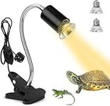 Felenny Reptile Heat Lamp,Tortoise Aquarium Heat Lamp Turtle Lights with Dimmable Switch,2 Bulbs Basking Lamp Adjustable Holder, Pet Heating Light Lamp for Reptile Turtle Lizard Snake