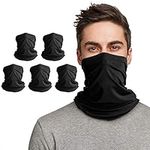 LUNGEAR 5 Pack Bandanas Neck Gaiter for Men and Women Scarf Balaclava for Cycling Outdoor Black (Black)