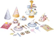 Wooden Pretend Play Tea Party Set - 40+ Pcs Afternoon Tea Set. Teacups & Kitchen Accessories for Toddlers Girls Boys , Montessori Educational Learning Toy Gift