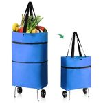 PAVITYAKSH BAG SHOPPING TROLLEY Folding Shopping Bag with Wheels, Waterproof Grocery Carts, Reusable Portable Trolley Bags for Shopping Fruits