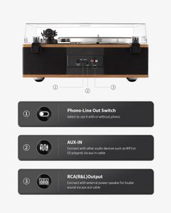 Bluetooth Vinyl Record Player with Built-In Speakers