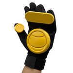 Alephnull Longboard Sliding Gloves Skating Downhill Gloves with Foam Protection (BlackYellow, 3 Slider Pucks)