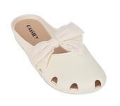 CASSIEY Fashion Slippers For Women slipper Bow design Slip on Flat Sandals (Cream, 7)