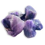 SOLAVA Natural Amethyst Crystal Stone Original Certified - Raw Healing Crystals, Purple Rough Stone For Anxiety, Stress, Good Luck, Peace, Manifestation, Meditation, And Reiki Healing - 2+ Pieces