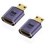 AreMe 8K Mini HDMI to HDMI Adapter (2 Pack), Mini HDMI Male to HDMI Female Cable Converter Connector for Raspberry Pi Zero, DSLR Camera, Camcorder, HDTV, Projector, Laptop and Tablet