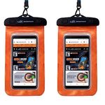 GRAND PITSTOP Universal Waterproof Mobile Pouch Cellphone Dry Bag Case for iPhone, Samsung, Pixel, Mi, Moto up to 6.5 inch – Orange (Pack of 2)