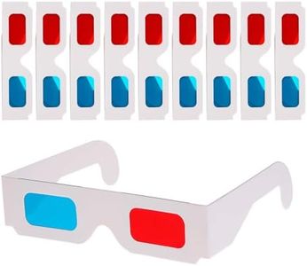 salbsever 10 Pairs 3D Paper Glasses for Movies, Movie Glasses, 3D Glasses Red and Cyan Lens White Frame Anaglyph Glasses Cardboard for Movies, Folded in Protective Sleeve