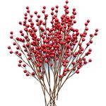 WangLaap 12 Pcs Artificial Red Berries Stems 13.5" Waterproof Berry Branches for Home Holiday Wedding DIY Crafts Decor