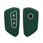 kwmobile Key Cover Compatible with VW Golf 8 3 Button Car Key - Soft Silicone Car Key Fob Holder Protector Case - Forest Green