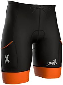 Sparx Men's Active Triathlon Short Tri Cycling Short Swim Bike Run (Black/Orange, XL)