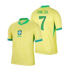 Sports Brasil Football Team Home Jersey Tshirt Vini jr 7 2024 (Kids,Boys,Men)(Large 40) Multicolour