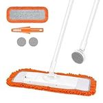 Lalafancy Dust Mop for Floor Cleaning, Dry Wet Mop with One Washable Microfiber Pad, Extendable 50” Long Handle Flat Mop for Tile Marble Hardwood Wood Laminate Floors