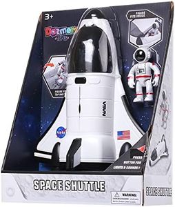 Dazmers Spaceship Shuttle Toy with Astronaut Figure - Light-Up Rocket Ship with Blast-Off Sound Effects - Space Exploration Play and Interactive Space Toys for Kids 5-8 Years Old - 10x8x4 Inches