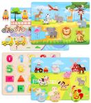 Gontence Wooden Jigsaw Puzzles for Kids - Toys for 2 3 Year Old Boys Girls - Montessori Toys for 1 Year Old - Learning Toys Educational Toys for Toddlers