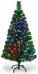 BPIL 4/5/6 ft Fibre Optic Green Christmas Tree Luxury Tipped Artificial Xmas Tree Seasonal Decoration Celebration For Family Gatherings (Fibre optic 4ft tree)