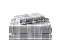 Laura Ashley Home - King Sheets, Cotton Flannel Bedding Set, Brushed for Extra Softness & Comfort (Mulholland Plaid Grey, King)