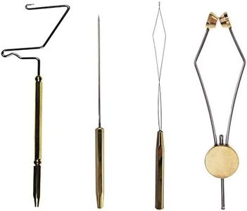 GREATFISHING 4pc The Most Useful Fly Tying Tools Combo Kit Gift Stainless Steel Fly Tying Whip Finisher Knot, Fly Tying Bodkin Large, Fly Tying Bobbin Thread Holder, Disc Bobbin Threader M