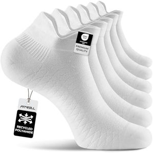 FITRELL Ankle Compression Socks for Women & Men - Cushioned Arch Support Running Socks, Plantar Fasciitis Relief, White, 6 Pairs, L/XL