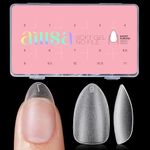 AILLSA Nail Tips Short Almond Soft Gel Tips 450PCS Pre-shaped Matte Full Cover Press On Nails Almond Fake Nail Tips False Gelly Nails for Soak Off Nail Extensions Portable Box for Nail DIY 15 Sizes