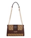 GUESS Women Polyester Stylish Cristiana Flap Shoulder Bag (Latte), Brown