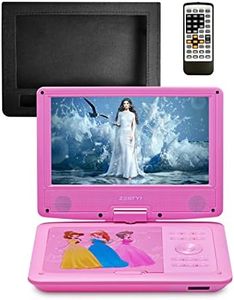 SYNAGY 11" Portable DVD Player for Kids with 9.5 inch HD Swivel Screen, Car Headrest Mount Holder, Rechargeable Battery, Car Charger, Wall Charger, SD Card Slot, USB Port (Pink)