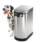 simplehuman 30 Liter, 32 lb / 14.5 kg Large Pet Food Storage Can, Brushed Stainless Steel