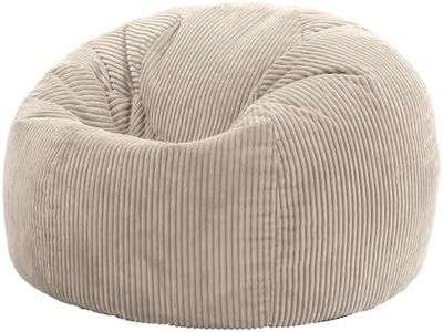Icon Kingston Pouf Velours Côtelé, Pouf Poire avec Remplissage, Fauteuil Salon Confortable, Fauteuil Chambre, Meuble Salon, Decoration Chambre, Beige