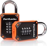 2 Pack Fortlocks Gym Locker Lock - 4 Digit, Heavy Duty, Hardened Stainless Steel, Weatherproof and Outdoor Combination Padlock - Easy to Read Numbers - Resettable and Cut Proof Combo Code – Orange