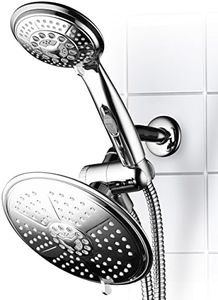 38-Setting 3-Way Rainfall Combo by DreamSpa features 7-setting 7-inch Rain Shower Head and 6-setting 4-inch Hand Shower with Patented ON/OFF Pause Switch. Use each shower separately or both together