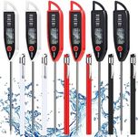 Copkim 6 Set Waterproof Food Thermometer for Water, Liquid, Candle and Cooking Digital Meat Thermometer with Long Probe Instant Read Thermometer for Kitchen BBQ Grill Candy (Black, White, Red)