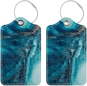 Luggage Tags for Suitcases, 2 Pack Cute PU Leather Suitcase Tag Identifiers TSA Approved with Stainless Steel Loop and Address Card for Baggage Tag for Cruise Airport Travel Essentials by Chelmon