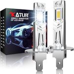 KATUR H1 LED Headlight Bulbs, H1 LED Bulb 16000LM 6000K White 500% Brightness Fanless Waterproof Mini Size Plug and Play Conversion Kit Halogen Replacement, Pack of 2