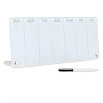 Navaris Weekly Whiteboard Planner - Small Dry Erase Glass Whiteboard for Office Desk - Days of Week to-Do Schedule Board - Approx. 40x15cm