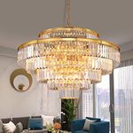 Lt-vt Gold Modern Style Crystal Chandeliers & Lights Round Hanging Classic, Pendant Ceiling Chandelier Lighting Fixture 6-Tier for Dining Room Living Room(Golden Orange,31 inch)