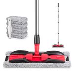 Microfibre Mops for Floor Cleaning - MEXERRIS Floor Mops Hardwood Floor Mop Flat Mop with 4x Washable Pads,Dust Mop Wet Mop with Extended Handle Home Commercial Use for Hardwood Laminate Wall Tiles