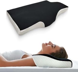 Sleepsia Orthopedic Memory Foam Contour Cervical Pillow for Neck &Shoulder Pain Extra Curve Neck Support Pillow for Sleeping Side &Back Sleepers (Memory Foam, Black/White)